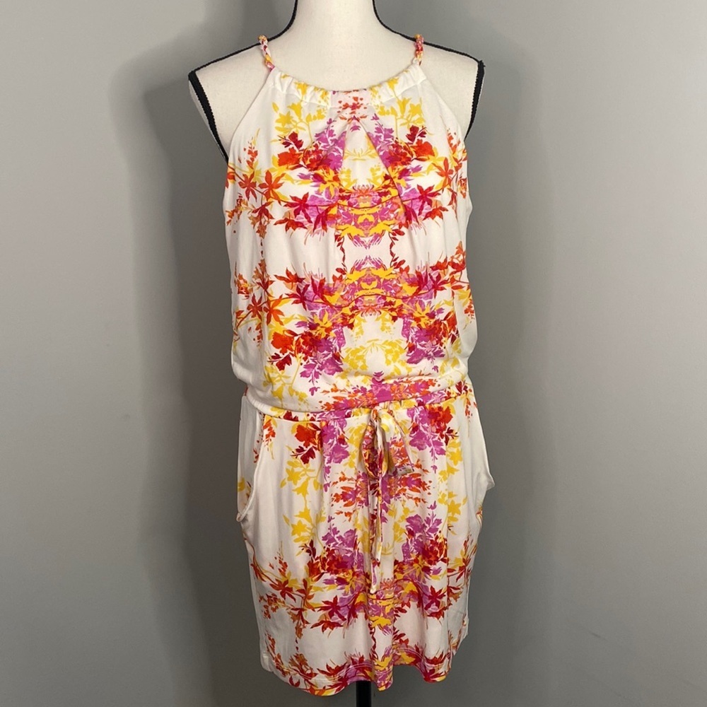 Bisou Bisou Floral Bright Braided Straps Pocket Spring Dress